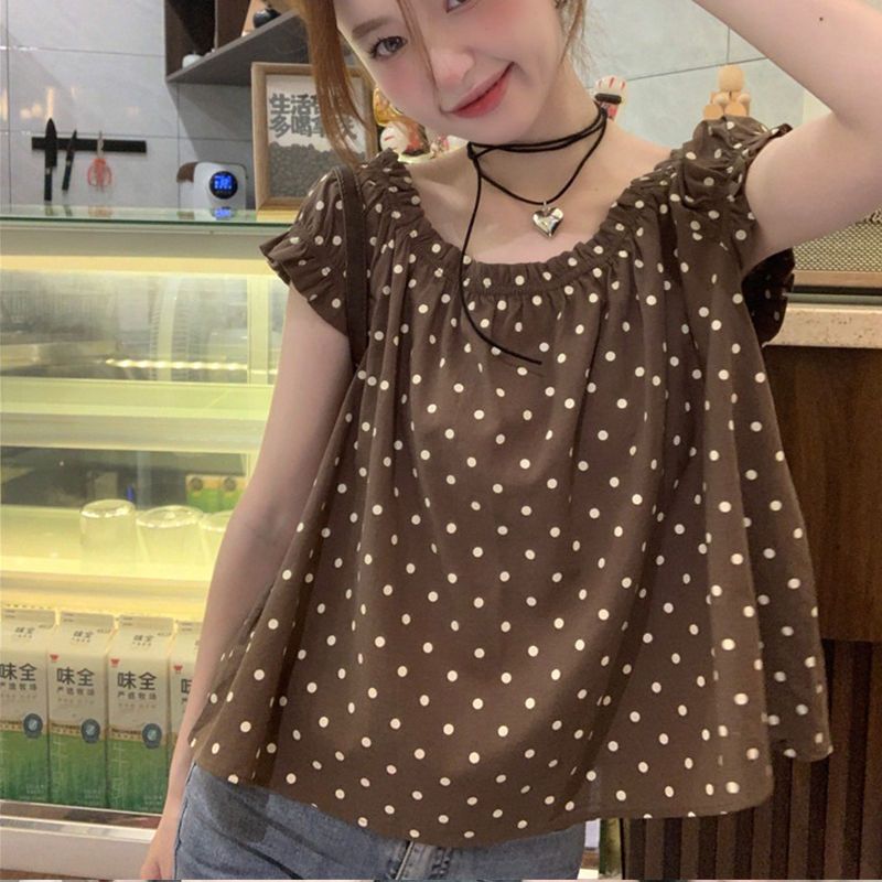Summer Youth Clothing - Koreańska Temperamentna Bluzka w Kropki Luźna
