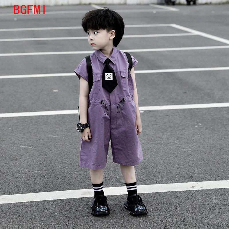 Summer Clothing Kids Boys - Dziecięce letnie szorty ogrodniczki Capri chłopięce