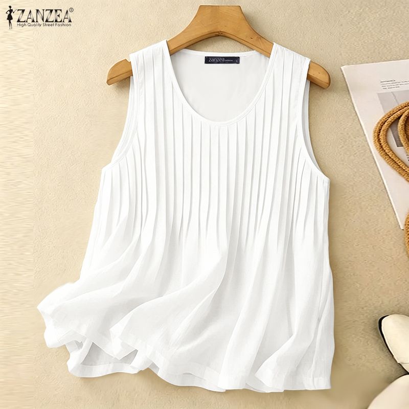 Summer Clothing For Plus Size Women - ZANZEA Damska Letnia Bluzka na Ramiączkach