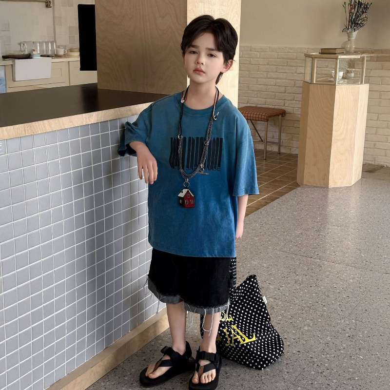 Summer Clothing Range - Chłopięce letnie szorty jeansowe, spodnie do
