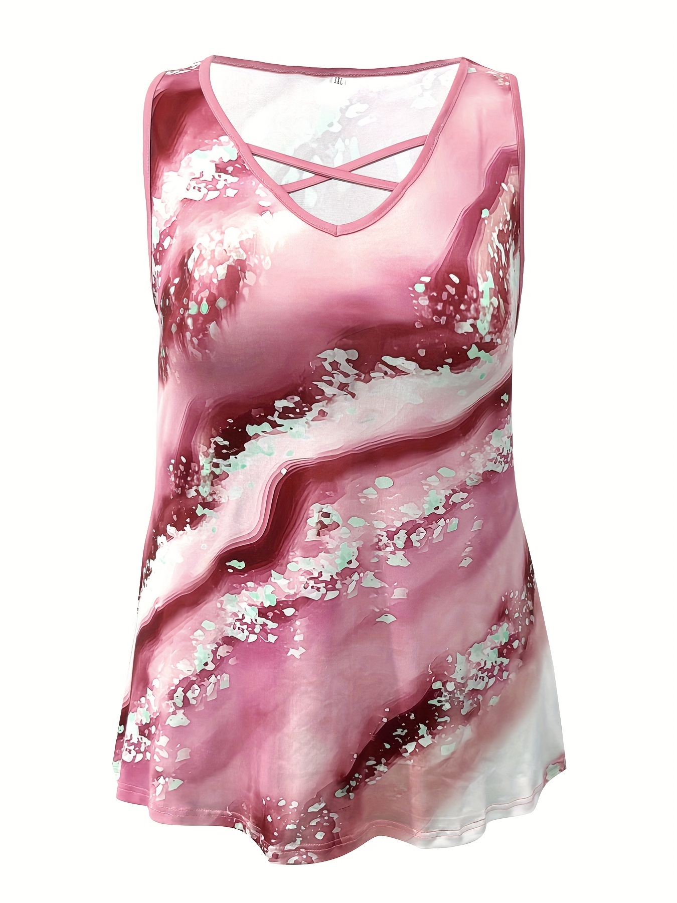 Plus Size Marble Print Tank To – Summer Clothing Clearance recenzja i cena